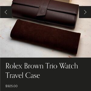 New Authentic Official Rolex 3 Watch Saddle Brown Leather Travel Case Pouch Roll